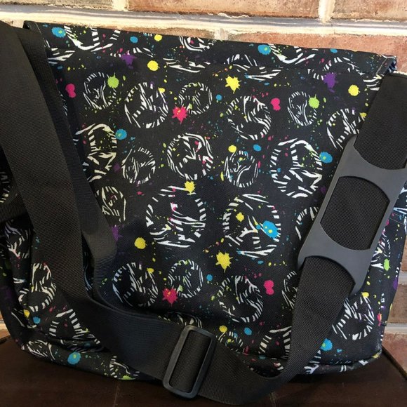 Yak Pak Crossbody Messenger Bag Peace Signs Multicolored Waterproof Canvas - Picture 6 of 6